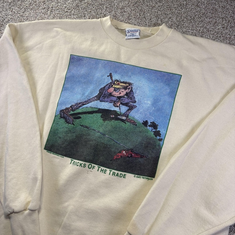 Vintage Gary Patterson Santee Sweatshirt Mens 2XL White Tricks Of Trade‎ Golf